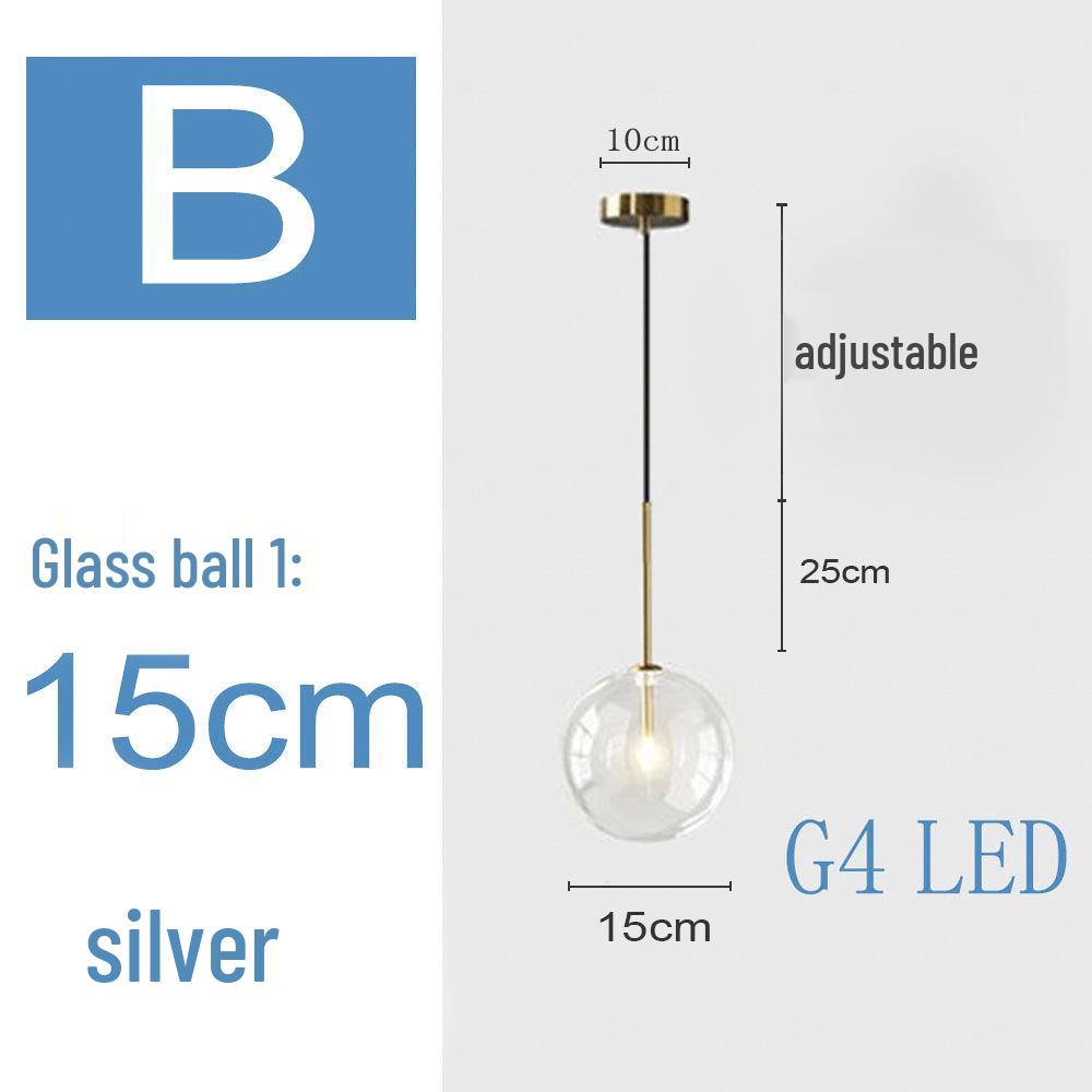 Nordic Minimalist Transparent Glass Ball Pendant Light for Bedroom or Bar
