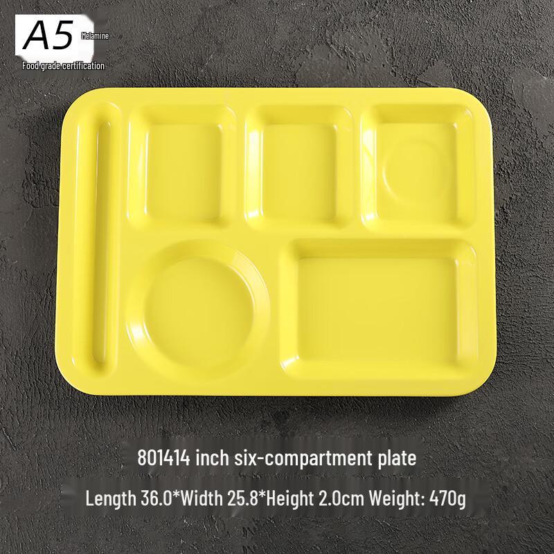 Commercial Melamine 6-Compartment Divided Tray