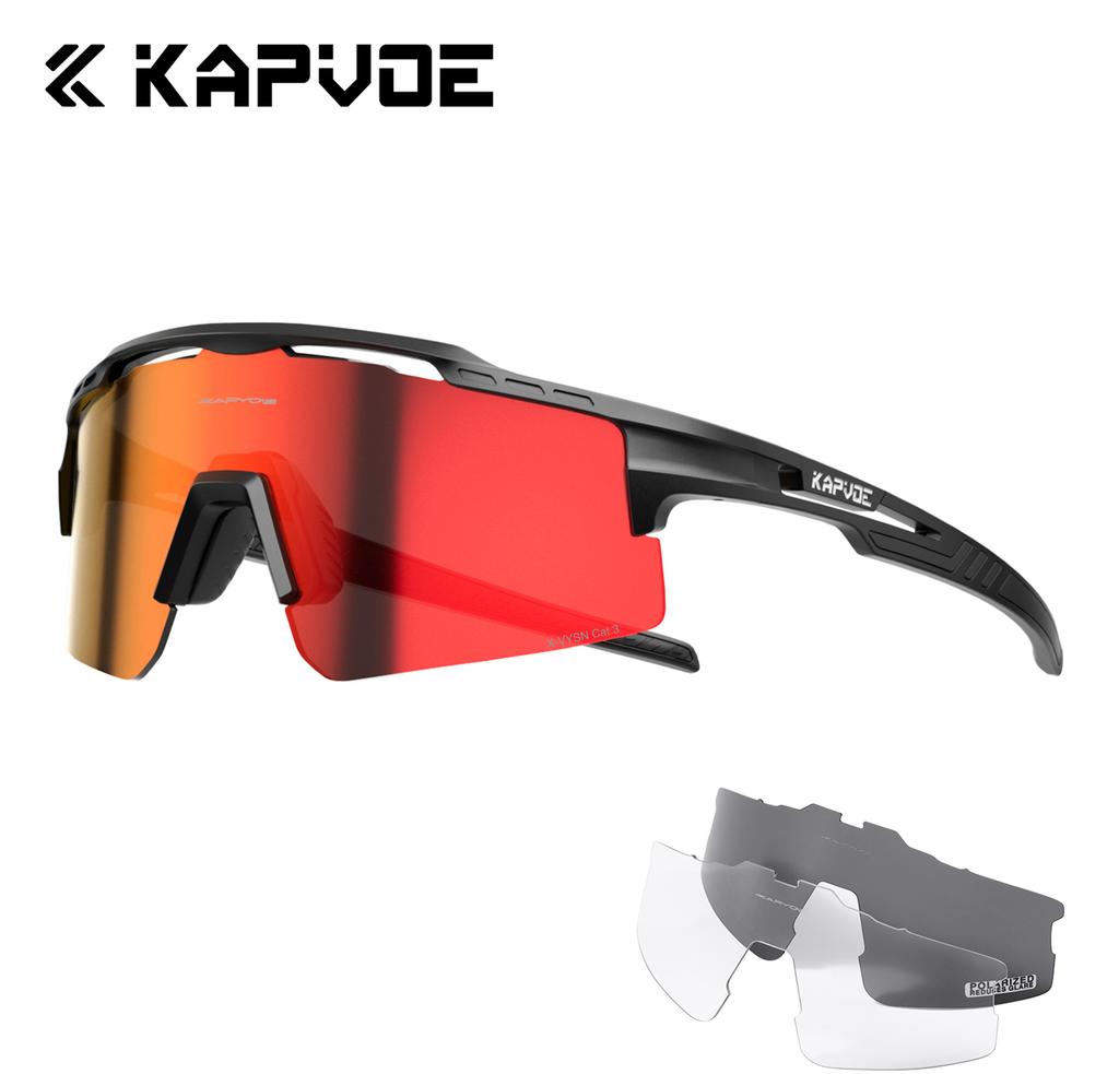 Kapvoe 3lens Sports Sunglasses Fashion Goggles Cycling Glasses MTB Riding Skating Sunglasses UV400 Man Woman Bike Eyewear