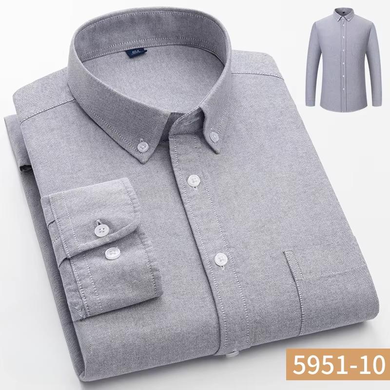 100% Baumwolle Oxford Langarmhemden für Herren Langarm Slim Fit Formell Unifarben Hemd Freizeit Elegant Karierte Oberteile Schwarze Kleidung