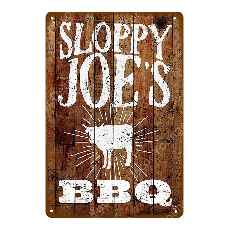 BBQ Steak House Grill Party Vintage Poster Wall Decor For Bar Pub Kitchen Home Plate Barbecue Metal Signs Painting Plaque YJ187