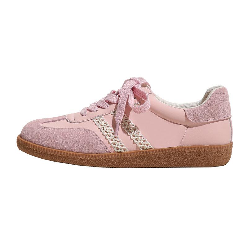 Spot little white shoes women's retro lace 2025 new spring leisure sports color matching soft sole silver German training shoes women