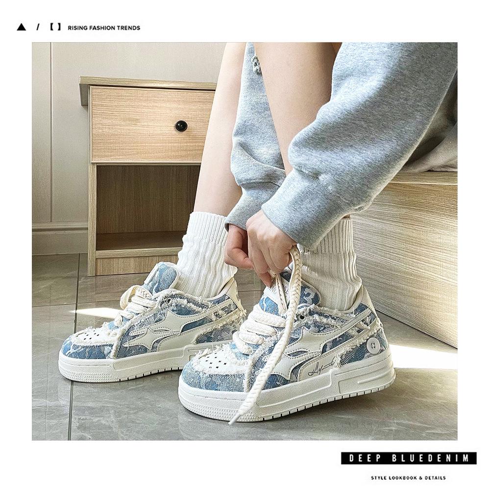 Zapatillas Casuales Unisex de Tela para Tabla con Lavado de Moda Estilo Coreano Transpirables