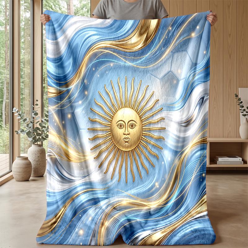 Argentina Football Printed Flannel Blanket Skin Friendly Warm Decorative Throw for Indoor Couch Bed Daily Use