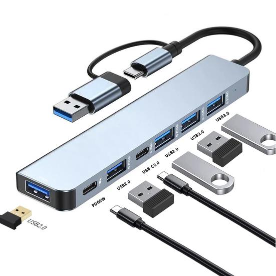 Type C Hub Adapter Driver-free Data Transmission Multiport 7 in 1 USB