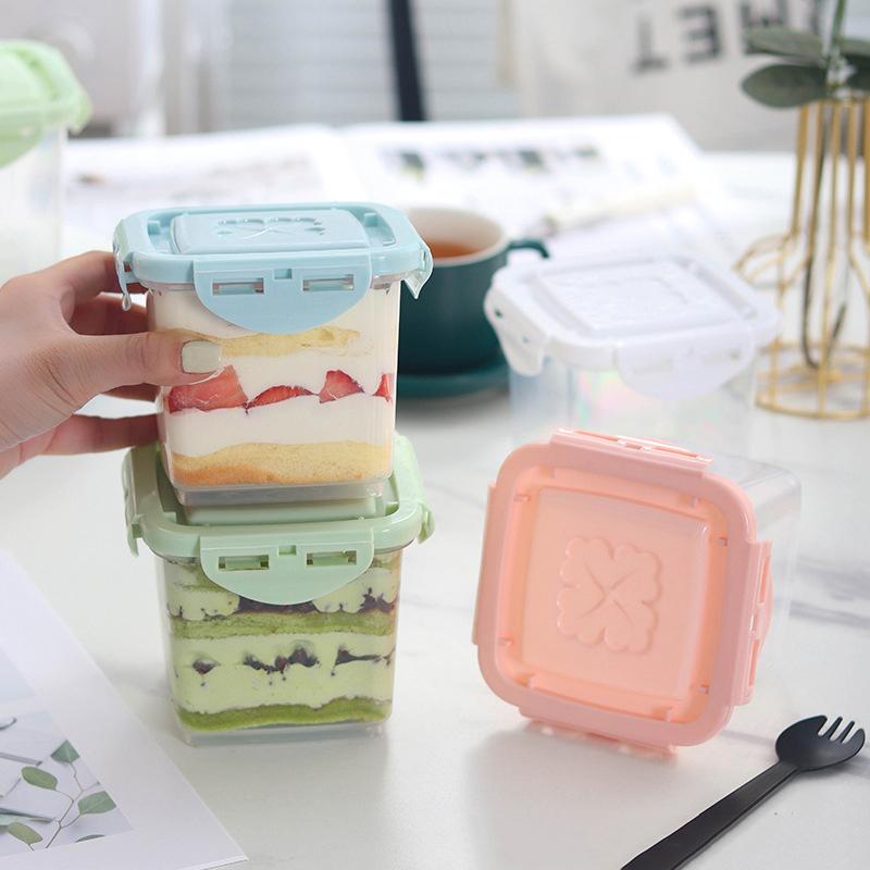 Cutie Mousse Reutilizabilă Tort Mii de Straturi Cu Furculiță Cupă Fructe Cutie Ambalaj Desert Tiramisu Înghețată Cutie Lapte de Soia