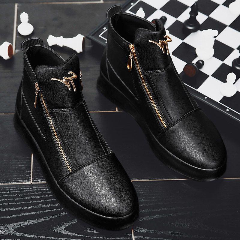 High Cut Men's Boots Platform Trendy Size 44 Comfortable Male Shoes Original Deals Footwear Sale Designer Non Slip Quality