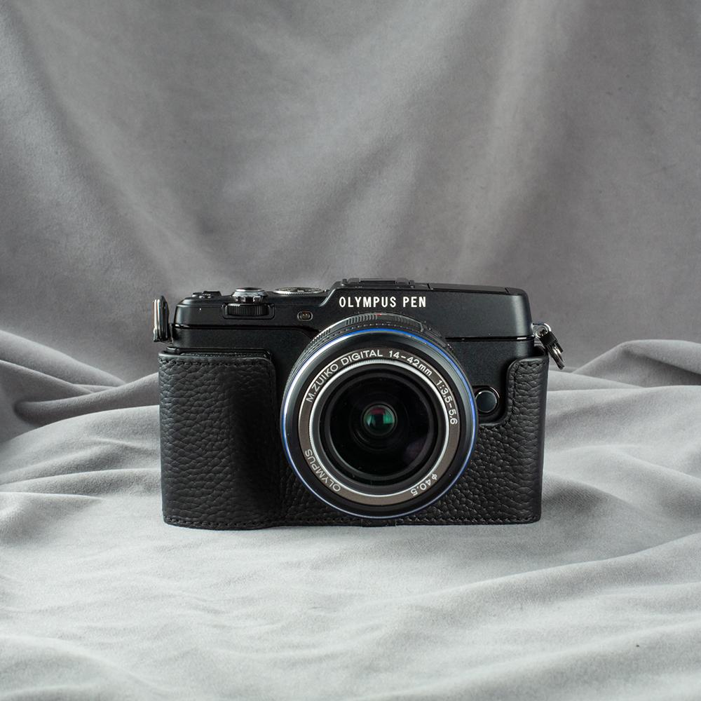 Leather Camera Bag Half Base Body Case Cover For OLYMPUS PEN E-P5 Vintage Protective Case Camera Photography Accessories