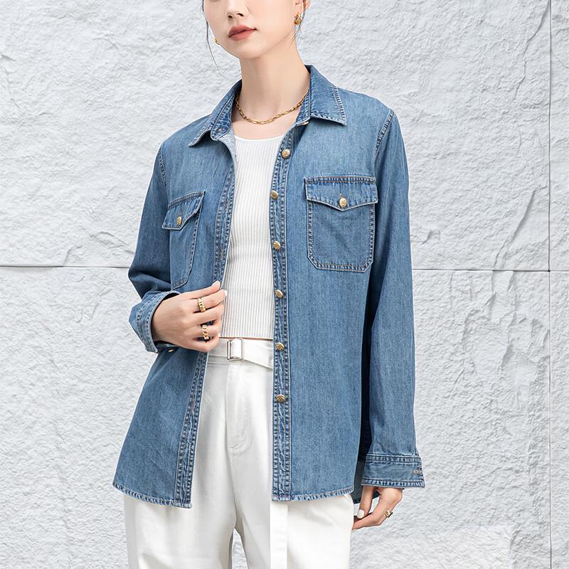 Women's Relaxed Fit Lyocell Blend Denim Shirt Jacket