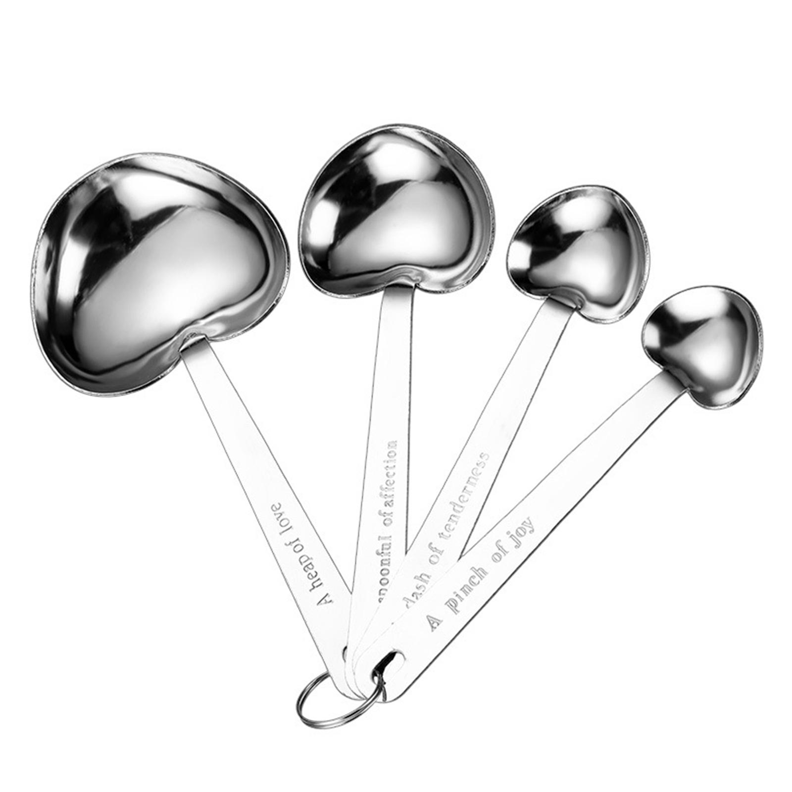

Set Of 4 Silver Heart Shaped Measuring Spoons Heart Shaped Coffee Bean Measuring Spoons For Wedding And Baby Showers