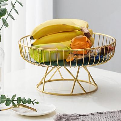 Golden Metal Iron Wire Countertop Fruit Tray Cakes Holder, for Vegetables Bread Handmade
