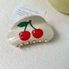 1pc Japanese and Korean acetate grab clips, cute fruits, cherry hairpins, temperament rhinestones back of the head, hair claw