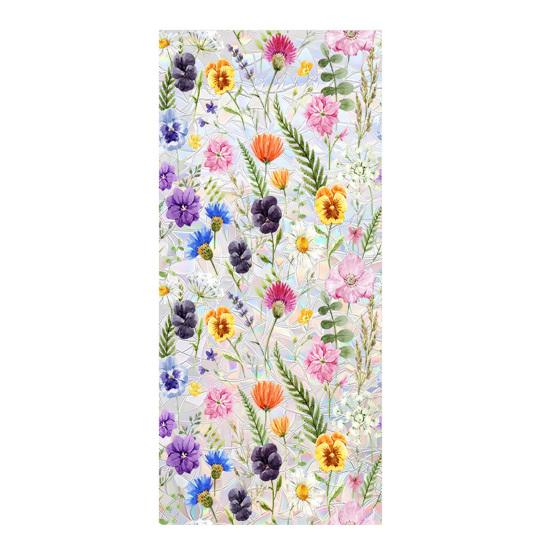 

Stained Glass Window Film Floral Rainbow Decorative Window Sticker Sun Blocking Removable Static Glass Cling for Bathroom Living Room Bedroom B