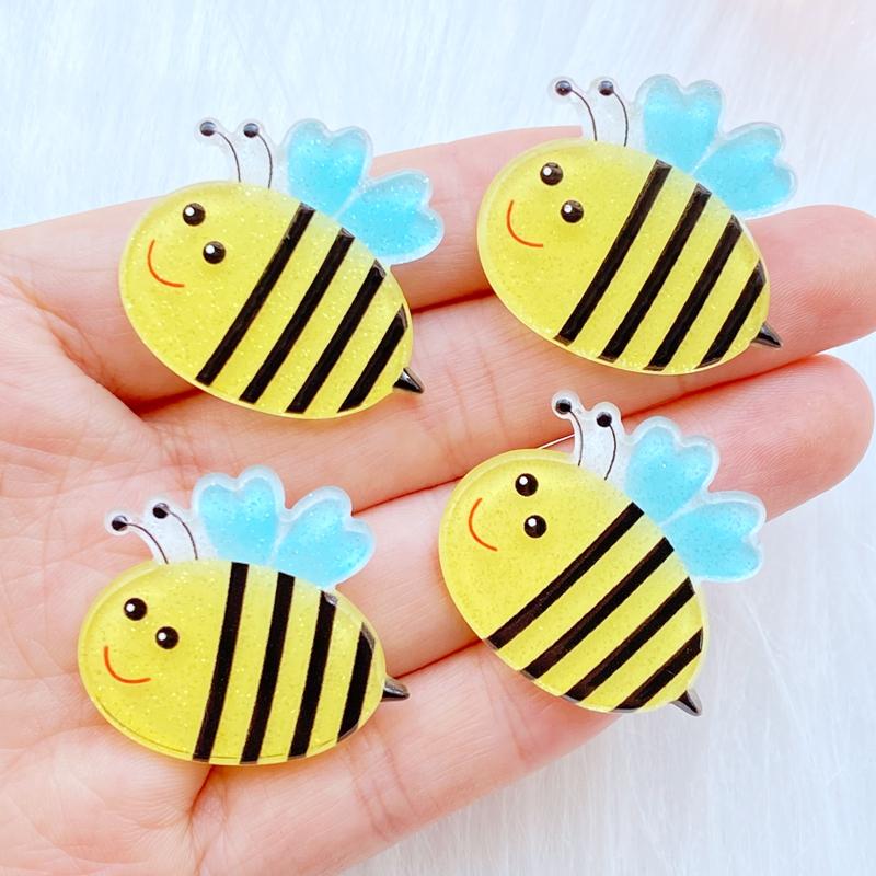 

10Pcs New Cute Acrylic Mini Cartoon Shining Honeybee Flat back Cabochon Scrapbook Kawaii DIY Embellishments Accessories