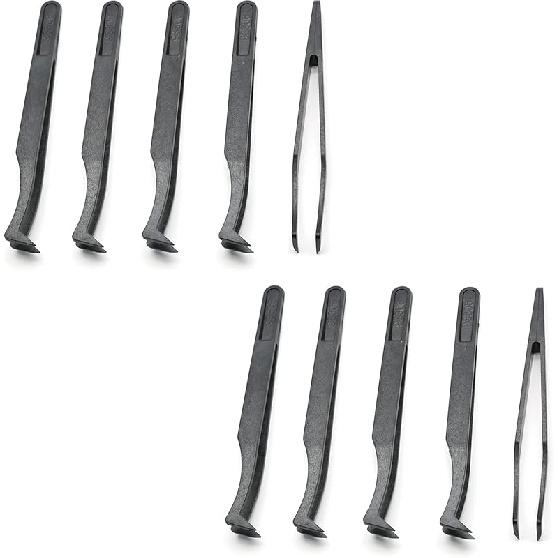 10Pcs Flat Tip Plastic Tweezers, Anti-Static & Anti-Magnetic Tweezers, Precision Tweezers Set for Crafts Electronics, DIY, Repair Tool (4.6 Inch, Pointed Tip - 93306