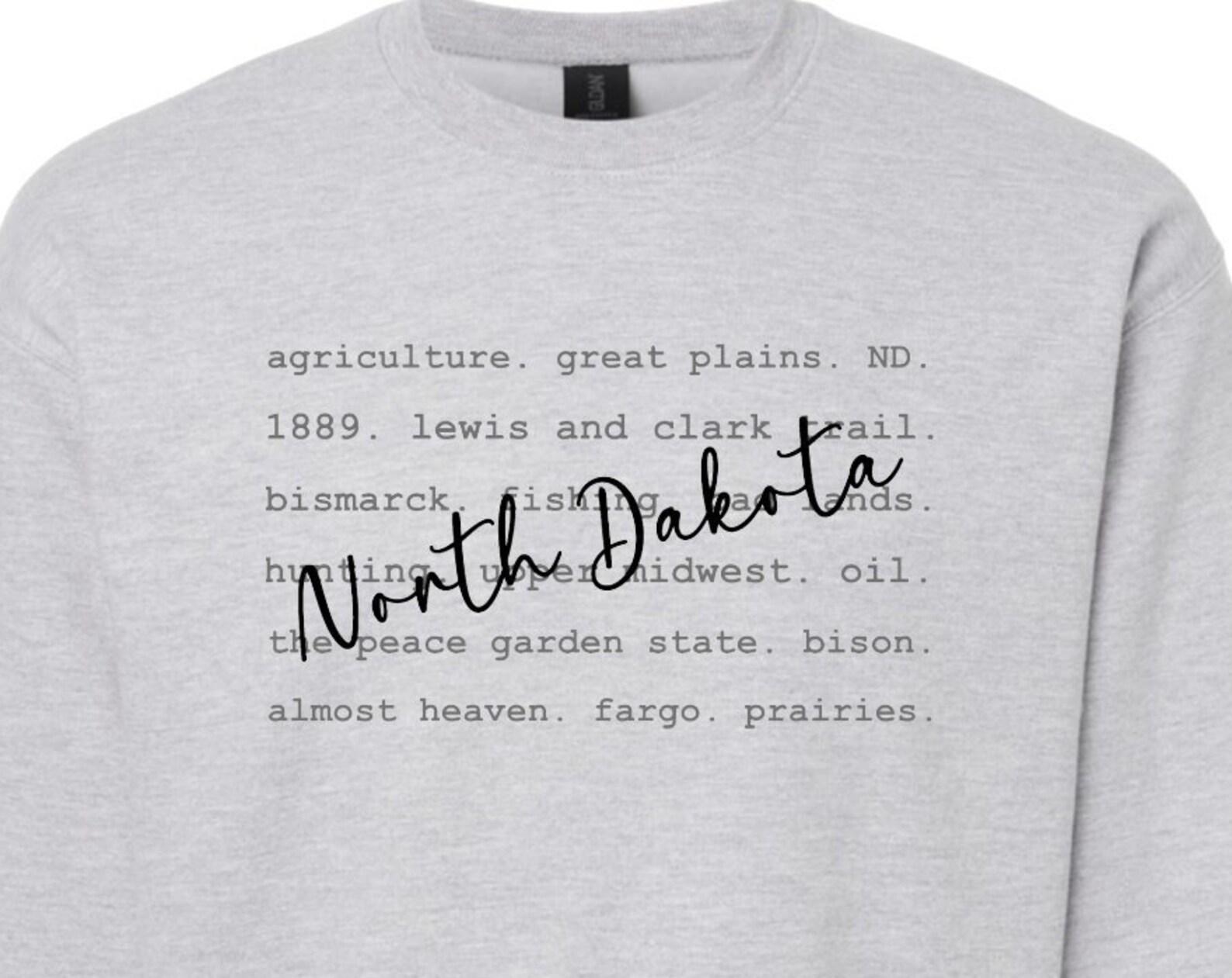 North Dakota Words Unisex Crewneck, ND, Sweater, Nodak 4XL
