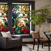 Retro Colorful Hummingbird Flower Stained Glass Window Film Non-adhesive  Window Film Decorative Static Cling