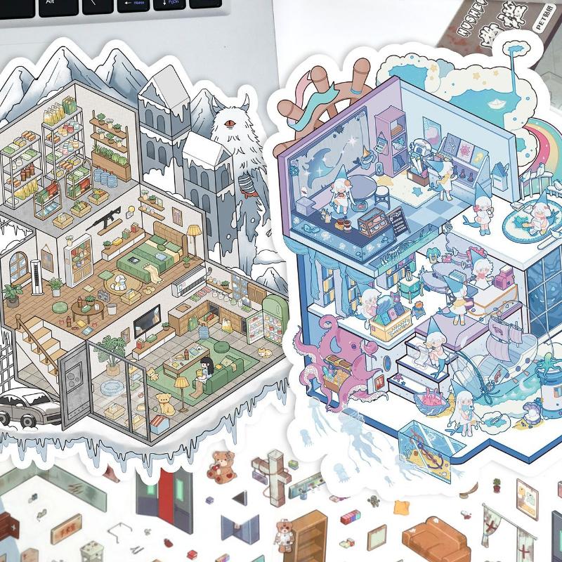 Horror Series School Hospital Scene Sticker for Girls Creative Design DIY Decor Room Layout Mini Decal Stress Relief Sticker