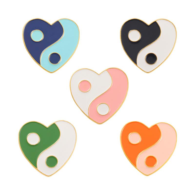Symmetrical Metal Chic Brooch Heart Shape Creative Alloy Pin For Unique Statements Fashion