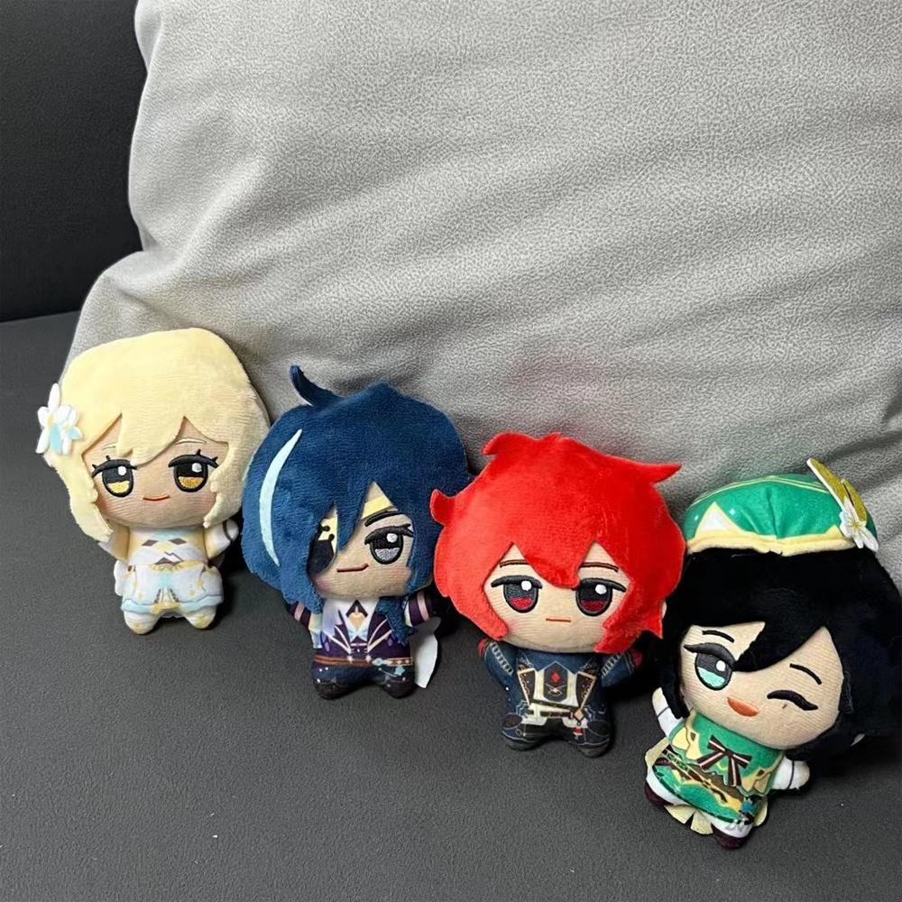 Peluche Gioco Genshin Impact 10cm Lumine Kaeya Alberich Diluc Ragnvindr Barbatos Morax Action Figures Portachiavi Modello Bambola