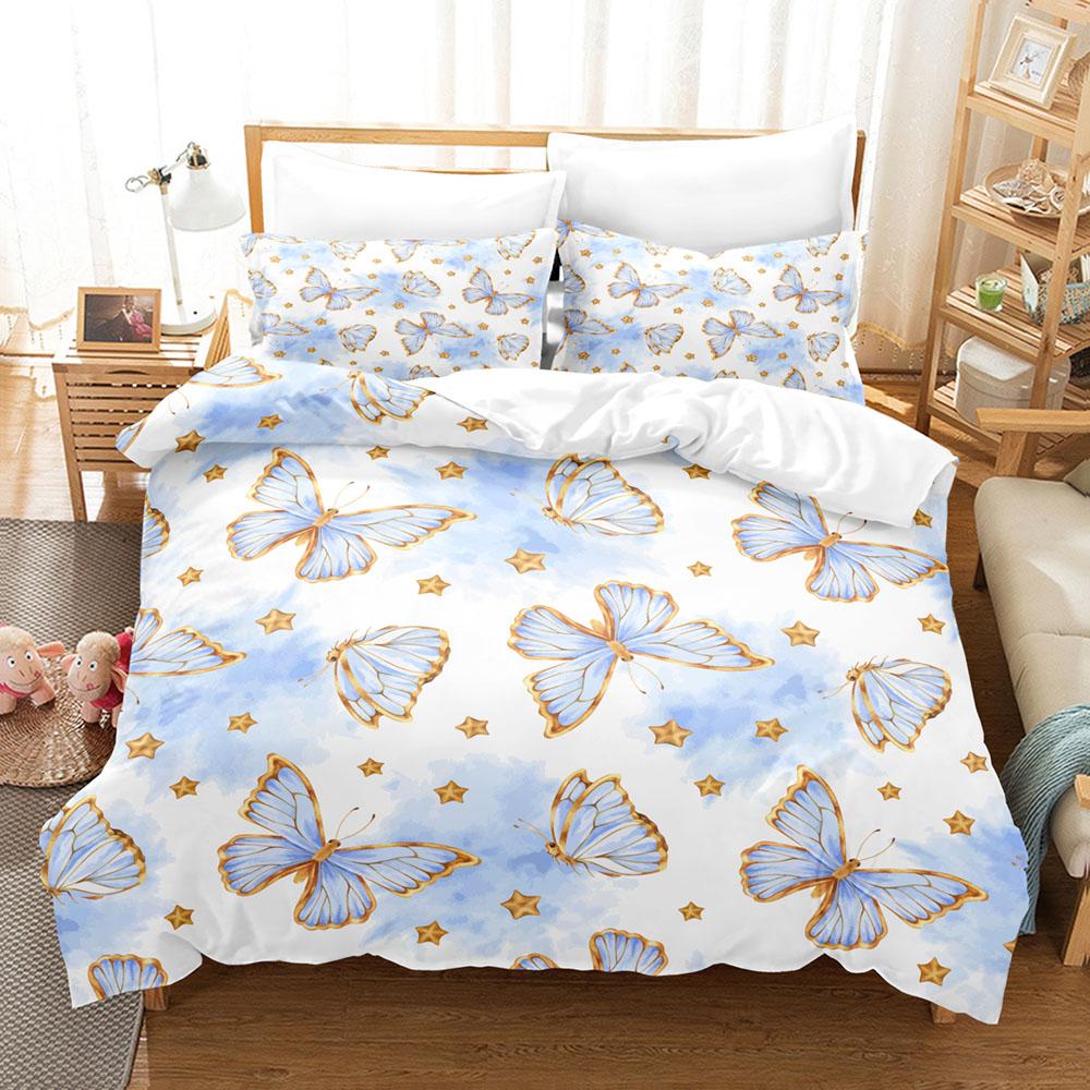 3D Butterfly Bedding Set Full Size Colorful Bedding Digital Printing Bed Linen Queen Size Duvet Cover Set Fashion Fantasy Design