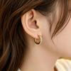 Women's Zirconia Inlaid Titanium Steel Earrings - Fashionable Hoops and Classic Studs