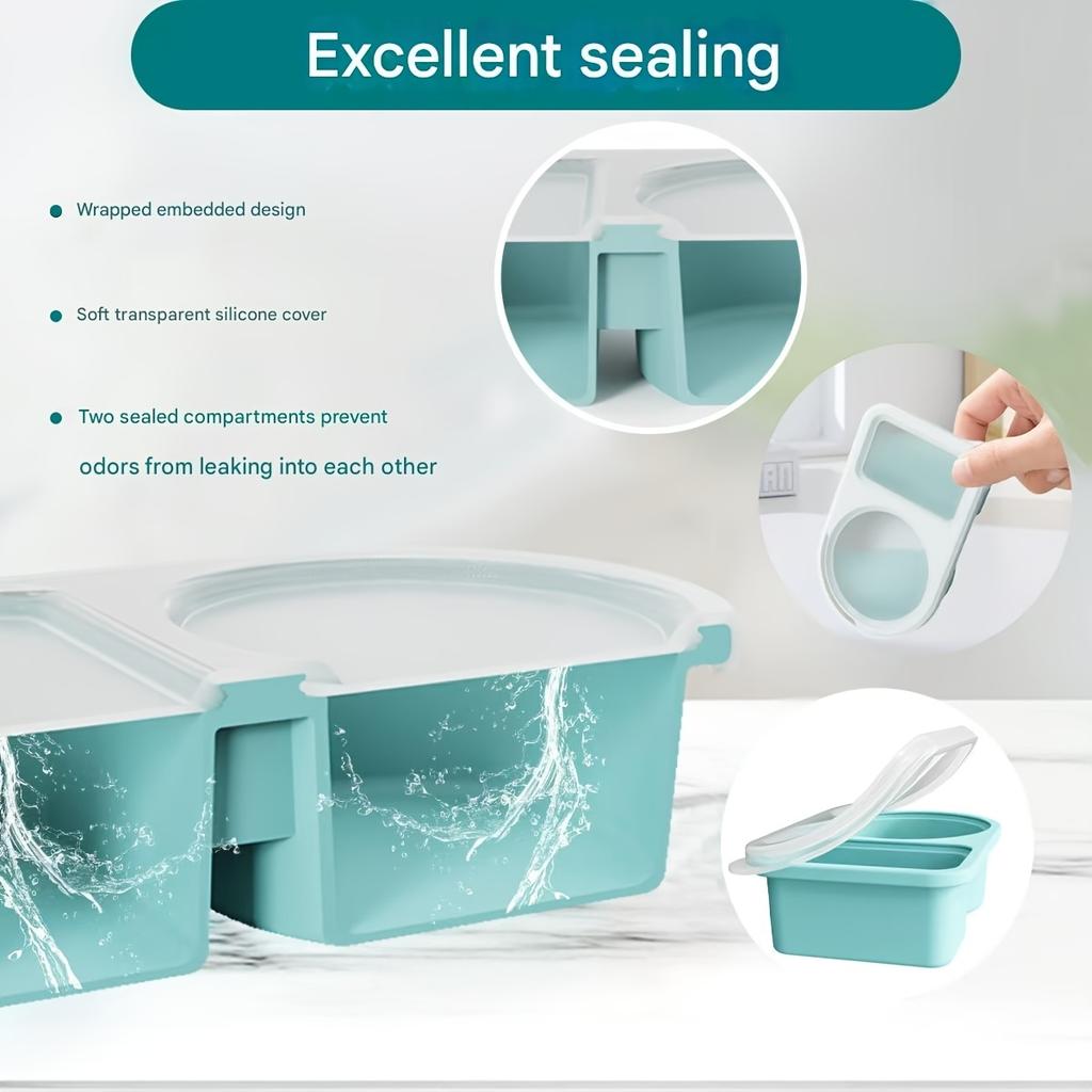 3er-Pack Silikon-Snackbehälter 2 Fächer Wiederverwendbare Snackle Box mit Deckeln für Snacks, Salatdressing & Meal Prep Lebensmittelaufbewahrung