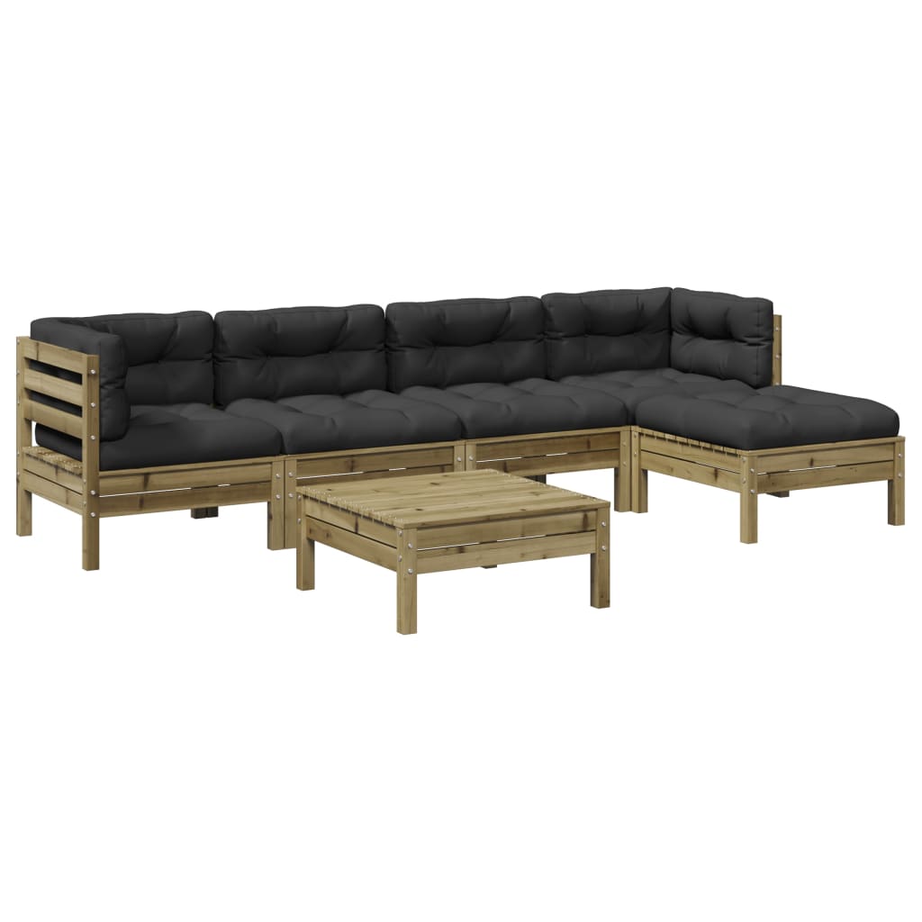 6 Piece Garden Sofa Set with Cushions Pressure Treated Pine Wood