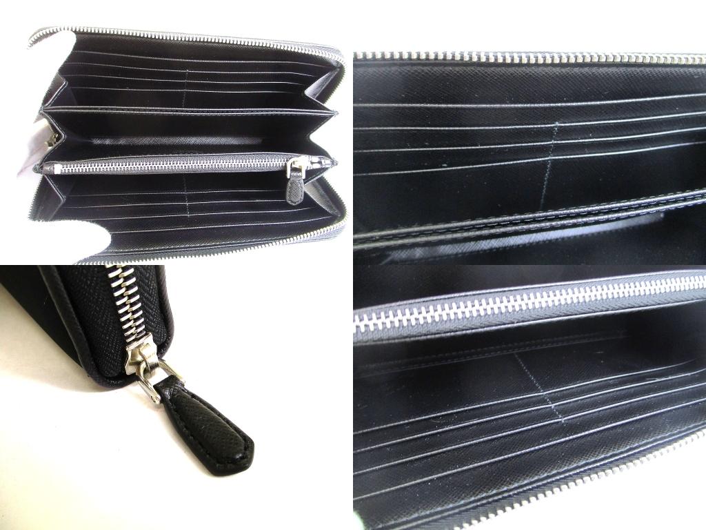 Authentic PRADA Black Nylon Leather Silver H/W Round Zip Long Wallet #b280 Open box
