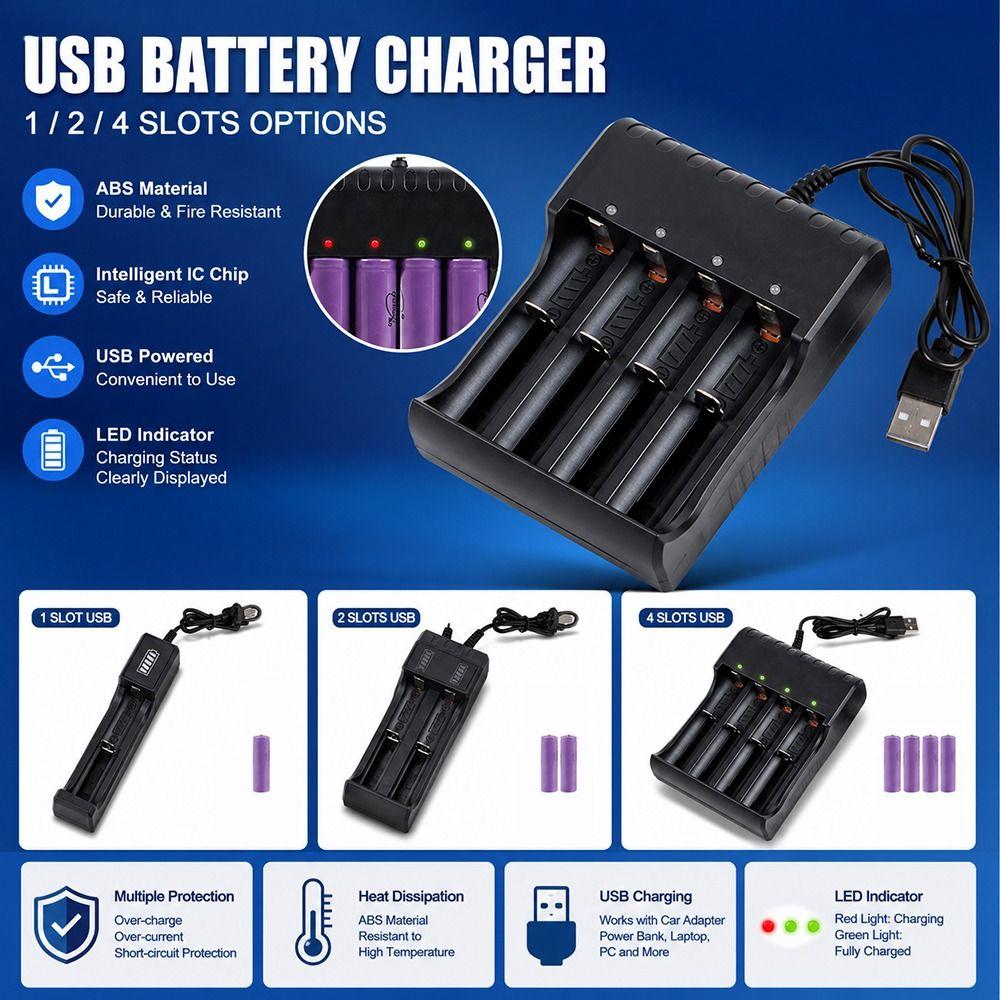 1Pcs USB 18650 Battery Charger  for 10440 14500 16340 18350 18500 26650 Battery