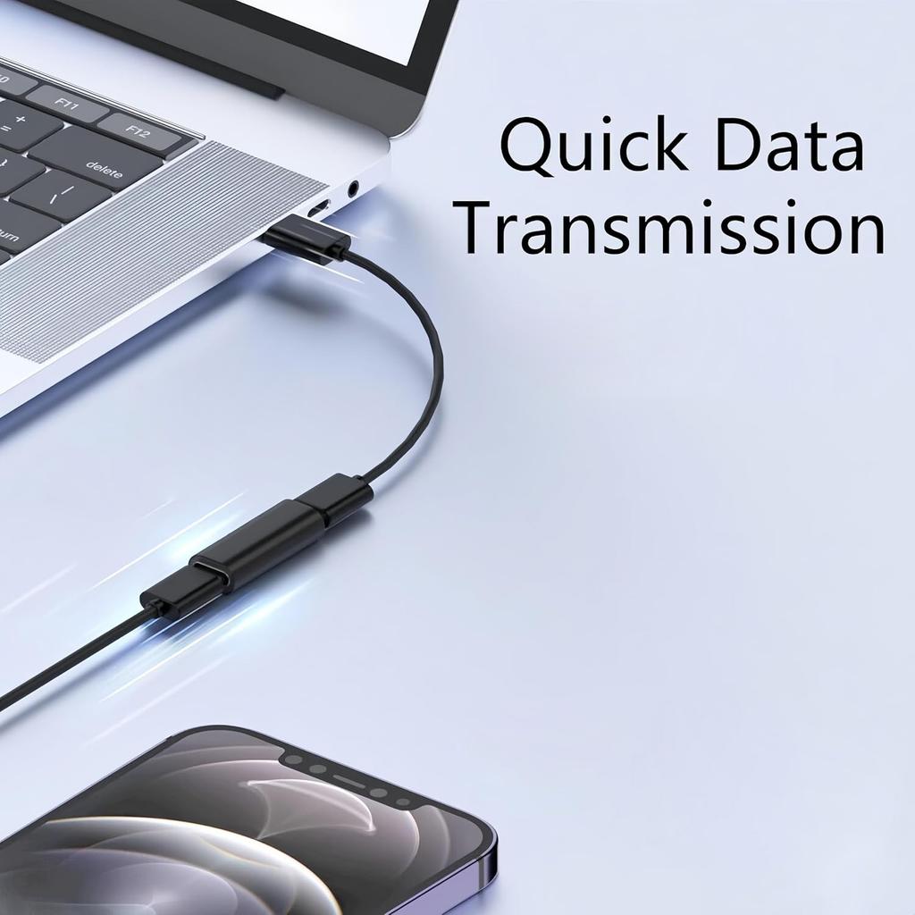 USB C Female to Female Adapter 1/2 Pack Type C Extender Coupler Support Data Transfer Fast Charging for Laptop Phone Tablet 3