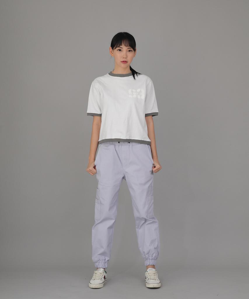 Seinteukeulu Bold Ankle Band Cargo Jogger Pants Bac-328 Light Purple
