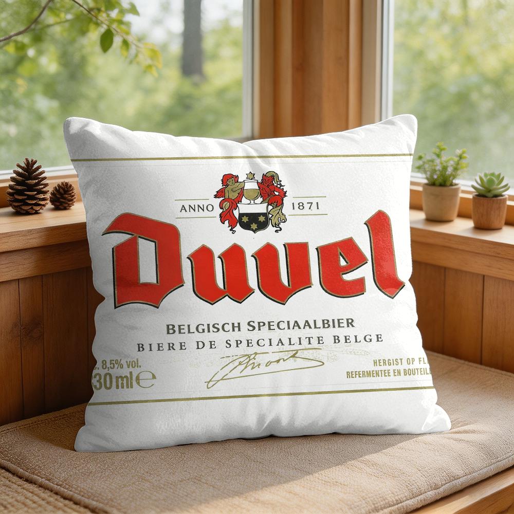 DDuvel Beer Beer Logo Cushion Cover Square Short Plush Pillow Case Living Room Sofa Home Decor Funda X