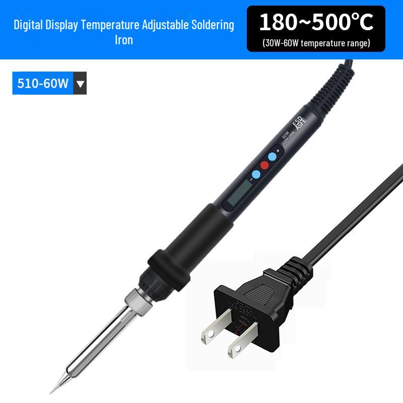 Adjustable Temperature 60W/80W/120W Electric Soldering Iron with Digital Display - Inner-Heated EU Standard Repair Kit.