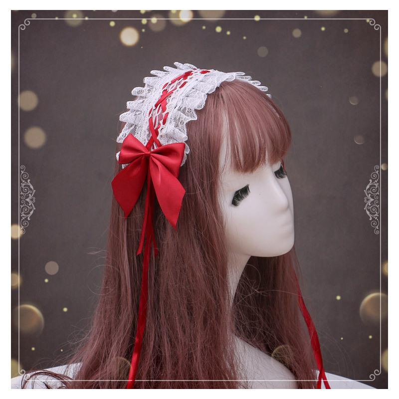 Handmade Bow Lace Headband Japanese Girl Lolita Hairpin Soft Cute Two-dimensional Headgear Cute Sister Hair Accessories