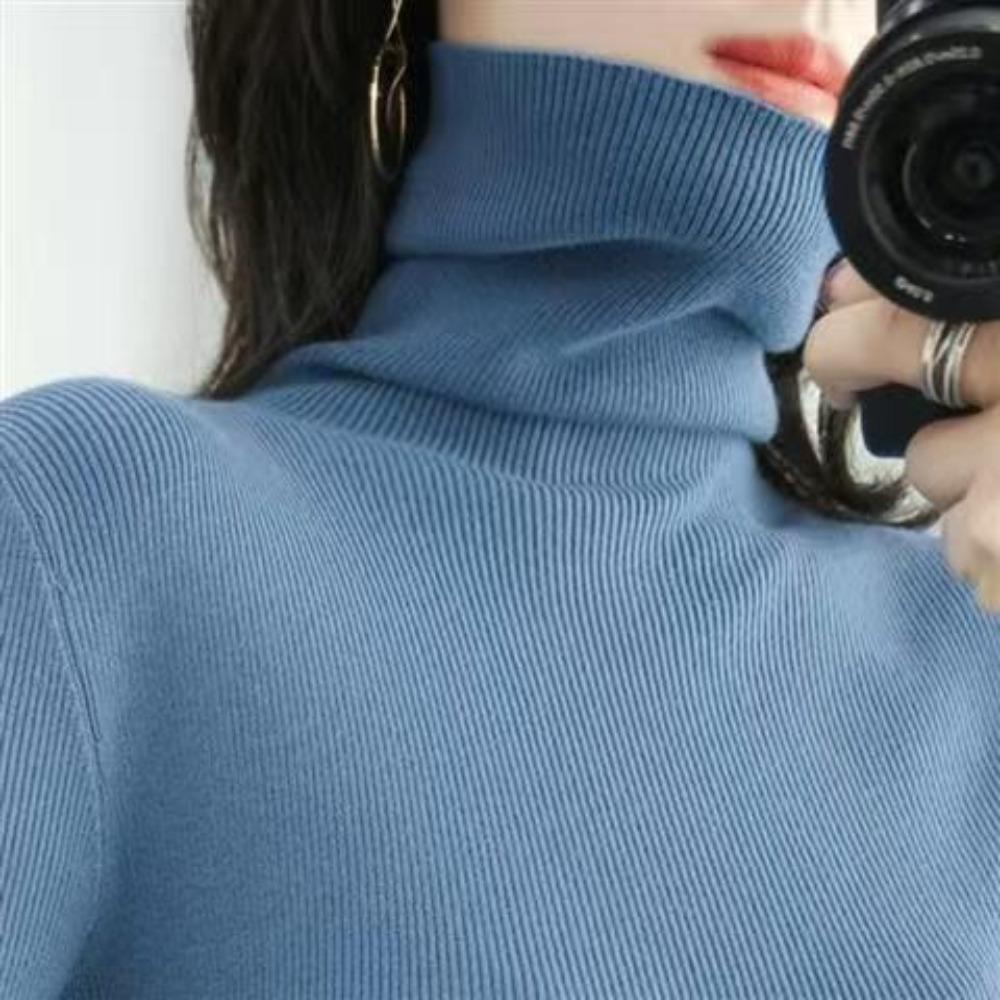 A New Large-sized Women's Sweater for Autumn and Winter, Featuring A High-neck Base Layer and Long-sleeved Knitted Sweater