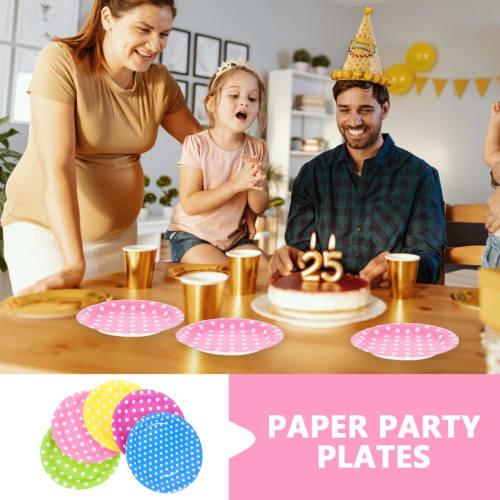 DECHOUS Disposable Paper Plates, 7-inch Dessert and Cake Plates, Paper Plates, Paper Trays, Perfect for Christmas, Parties, and Birthdays (60-Pack, Ra