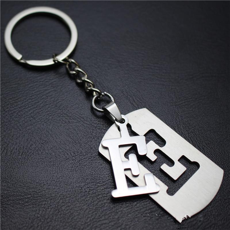 2022 DIY A-Z Letters Key Chain For Name Silver Color Steel Keychain Women Men Car Key Ring Simple Key Holder Party Gift