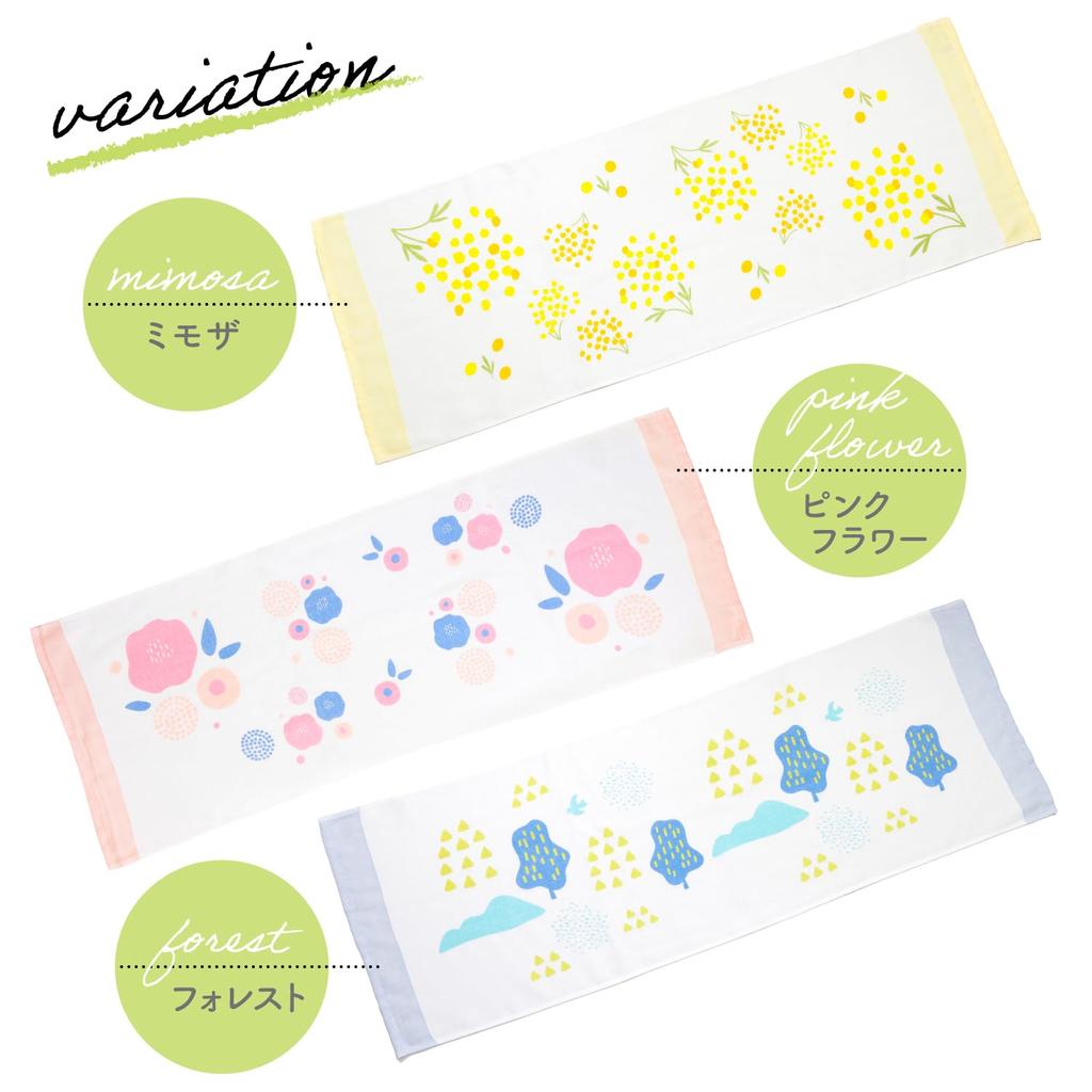 Mukotowel Pela Face Gauze Made in Senshu Printed Towel for a Colorful 1 Pink Flower Towel, Towel, Japan, Towel, Thin, Quick-Drying, Lifestyle, Towel,