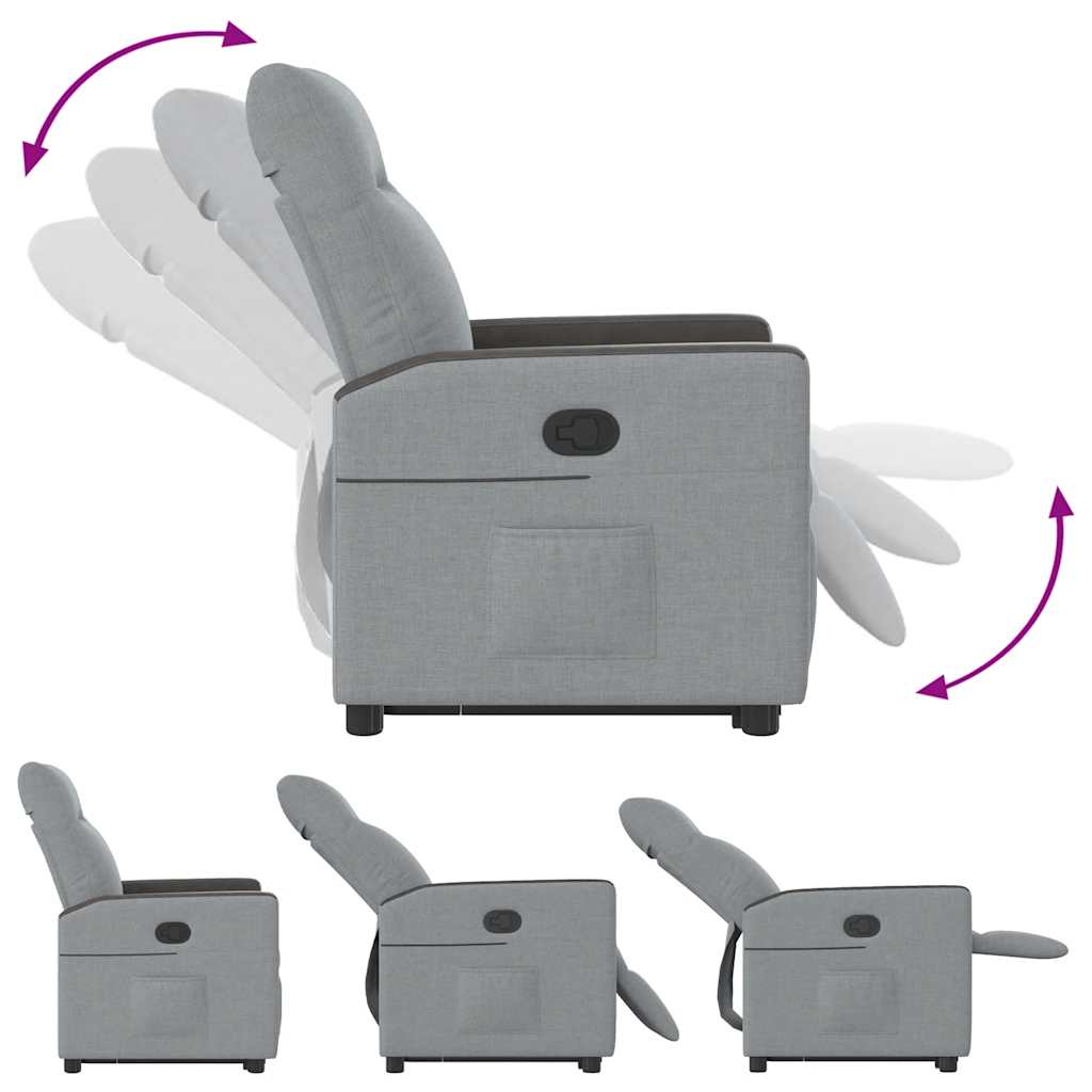 Recliner with Rising Aid Light Grey Fabric