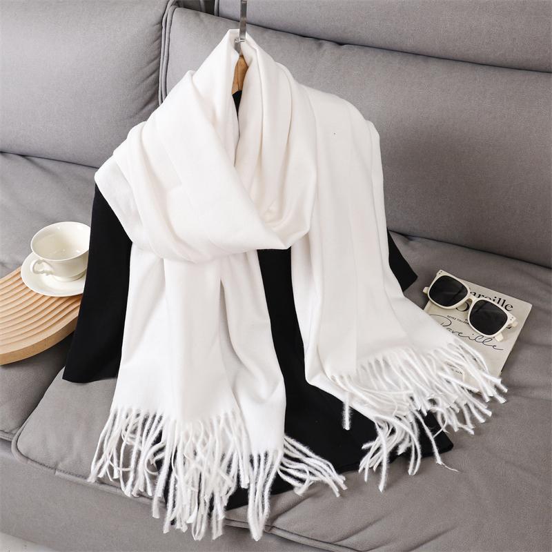 Fashion Luxury Solid Women Winter Scarf Warm Thicken Cashmere Shawl Outdoor Tassels Pashmina Lady Wrap Windproof Scarves