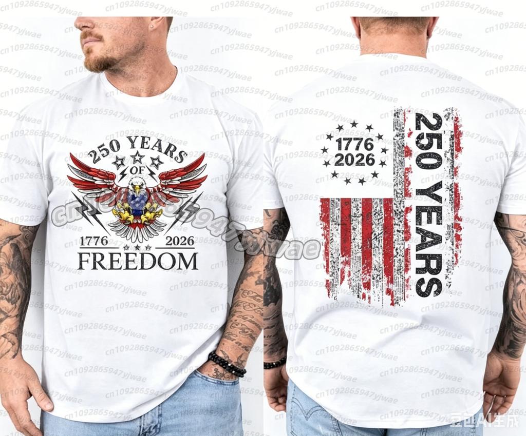 America 250th Birthday Us Flag 250 Years Eagle Patriotic 1776 2026 2 Sided Tee Unisex Casual Cotton Short Sleeve Unisex Tshirt