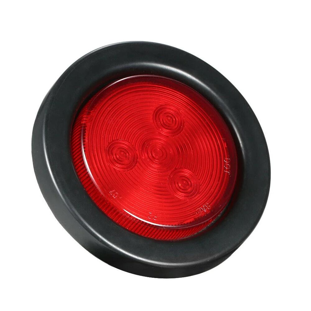 2pcs Yellow Red 4 LED Side Marker Clearance Light Orange Lamp Indicator 10V-30V For Truck Trailer Caravans RV Lorry Boat