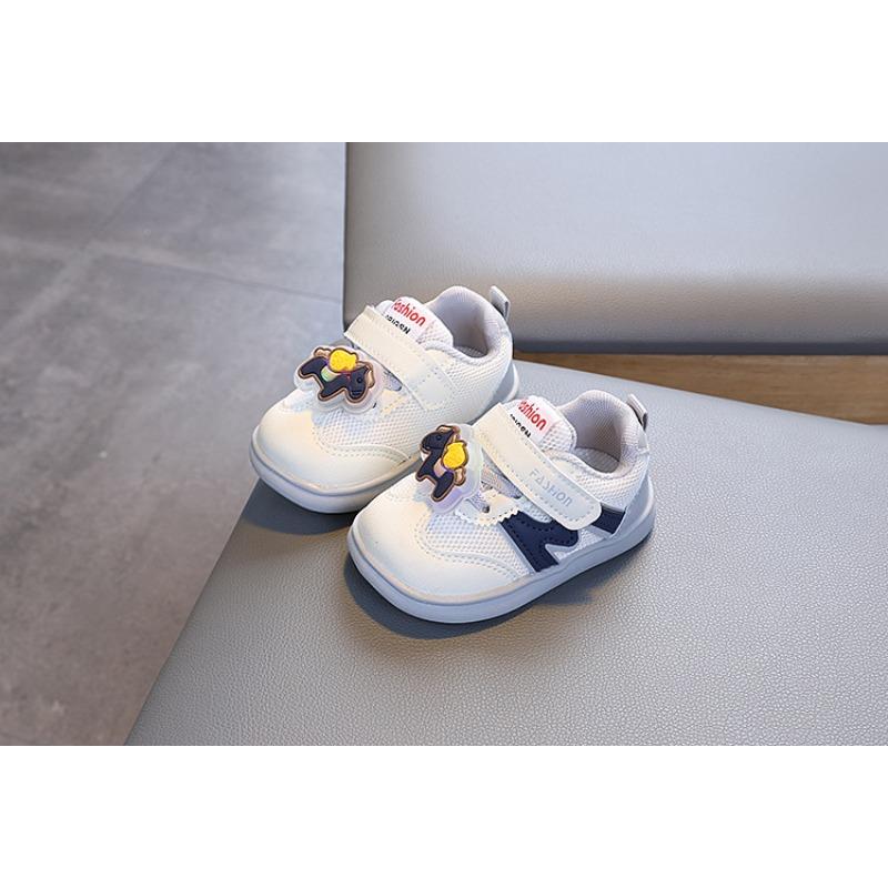Baby toddler shoes soft sole spring and autumn boys and girls baby shoes breathable non-slip mesh cartoon little white shoes sports shoes
