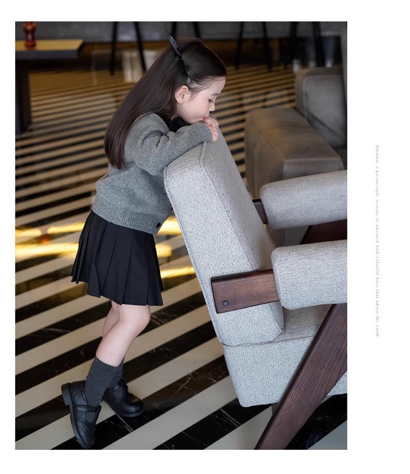 Korean Style Girls' Color Block Knit Cardigan Sweater - Spring/Autumn 2026 Collection