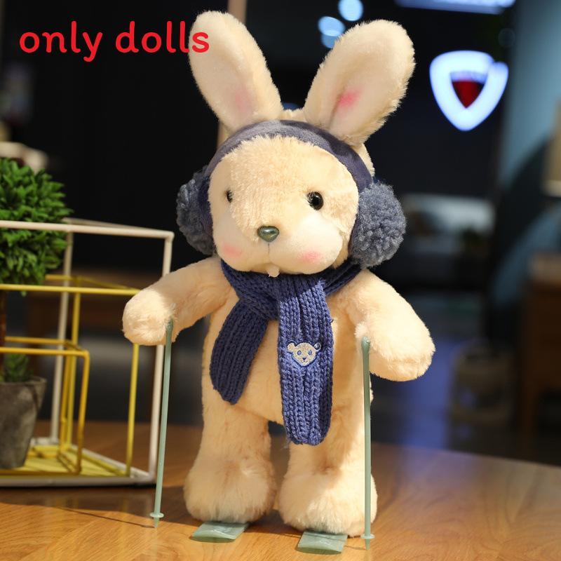 Cuter Rabbit And Panda Plush Toys With Ski Design For Kids And Gift Giving