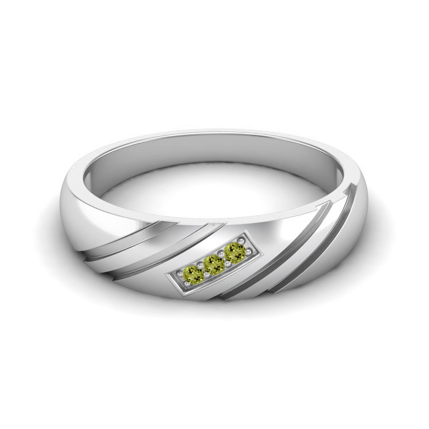 0.09 Ctw Round Peridot 925 Sterling Silver Three Stone Stackable Women Promise Ring 10