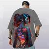 Men's T-Shirt Summer Fashion Anime Character Tee 3D Sexy Beauty Print Street Trend Top Loose Oversized Short Sleeve T Shirt