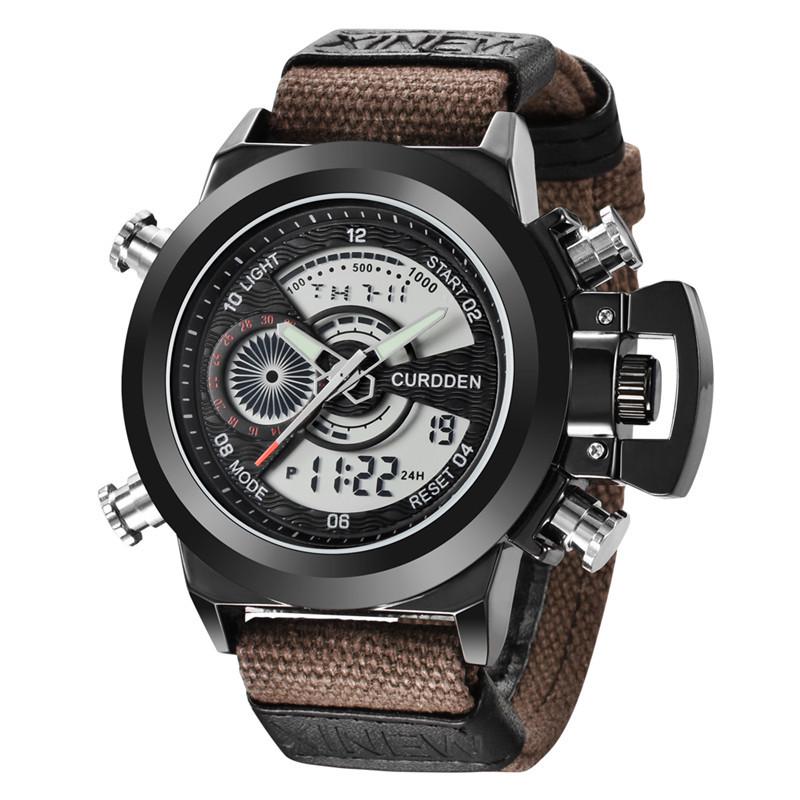 New Men's Multifunctional Dual Display Sport Watch with Stainless Steel Strap