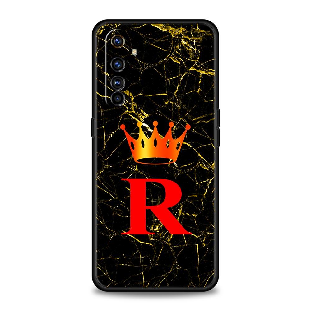 Marble Letter Case For Realme C67 C63 C55 C53 C35 C25 C21 GT 2 3 5 6 10 11 12 13 Pro Plus 5G Soft TPU Phone Cover Fundas Capas
